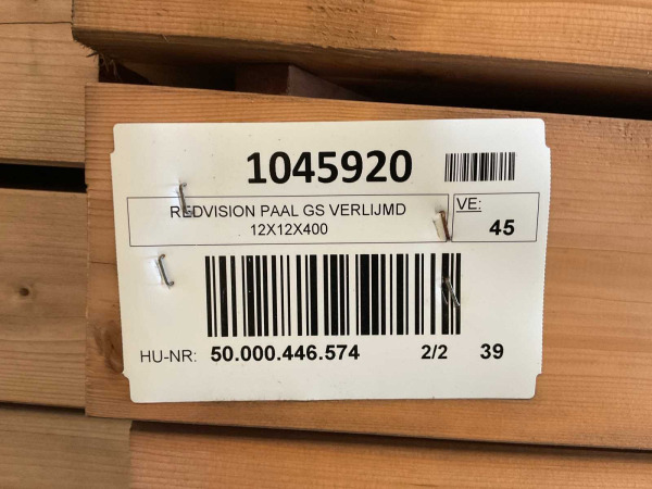 45x Redvision paal geschaafd verlijmd 400x12x12cm – foto 2 – kavel bij XL Auctions
