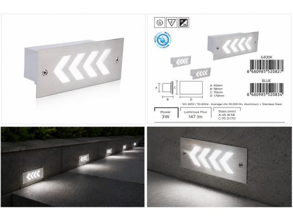 6x LED Trapverlichting 3W – 6400K Koud Wit – IP54 – BERIL – foto 5 – kavel bij XL Auctions
