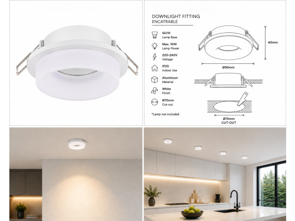 25x Downlight Houder – GU10 – Wit – Ø70mm – IP20 – KADIFE – foto 5 – kavel bij XL Auctions
