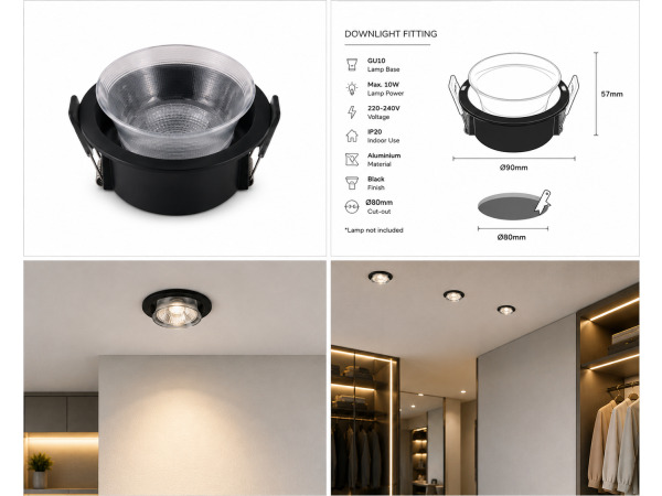 25x Downlight Houder – GU10 – Zwart – Ø90mm – IP20 – MINT-1 – foto 4 – kavel bij XL Auctions