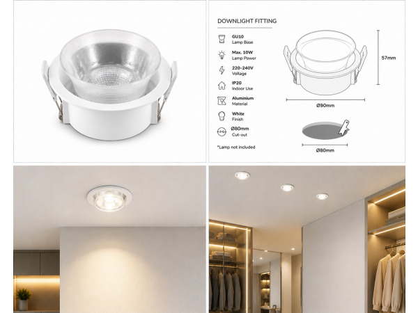 25x Downlight Houder – GU10 – Wit – Ø90mm – IP20 – MINT-1 – foto 4 – kavel bij XL Auctions