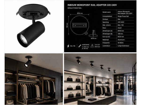 10x Inbouw Monopoint Rail Adapter – Zwart – kavel bij XL Auctions
