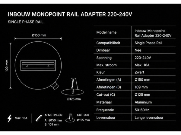10x Inbouw Monopoint Rail Adapter – Zwart – foto 2 – kavel bij XL Auctions