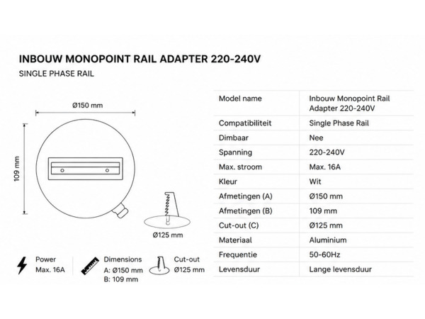 10x Inbouw Monopoint Rail Adapter – Wit – foto 2 – kavel bij XL Auctions
