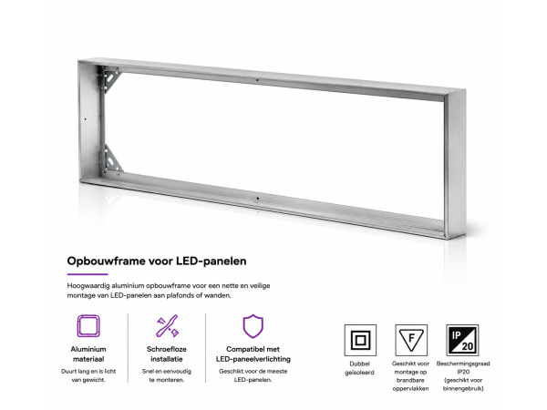 16x Opbouwframe voor LED Paneel – 1200x300mm – FRAME-30120 – kavel bij XL Auctions