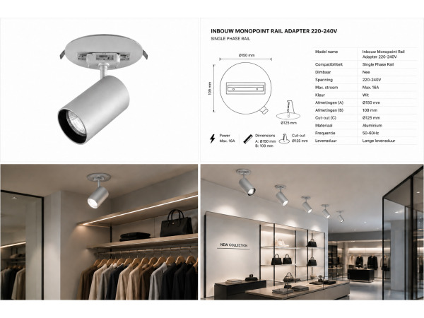 10x Inbouw Monopoint Rail Adapter – Zilver – kavel bij XL Auctions