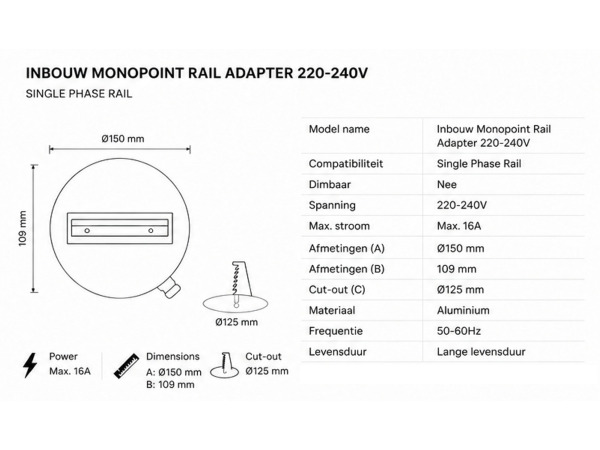 10x Inbouw Monopoint Rail Adapter – Zilver – foto 2 – kavel bij XL Auctions