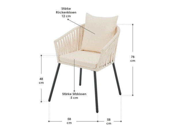 Touwstoelen - Set van 2 - Incl. Zit-en Rugkussens - Beige – foto 2 – kavel bij XL Auctions