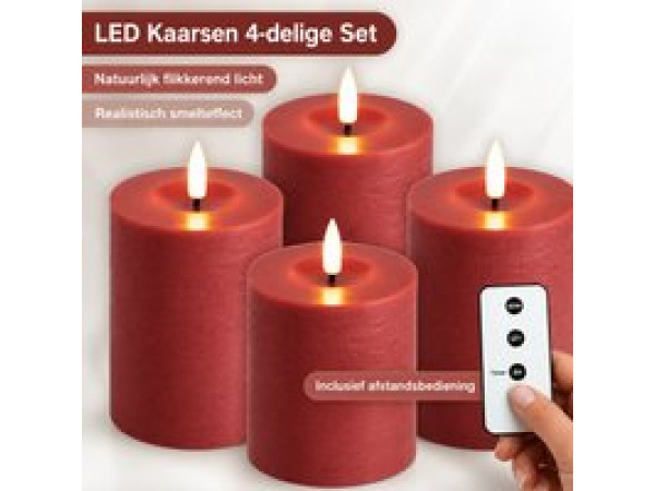 LED kaarsen - Echte Wax - 10 cm - Rood – 4 stuks - Afstandsb – foto 3 – kavel bij XL Auctions