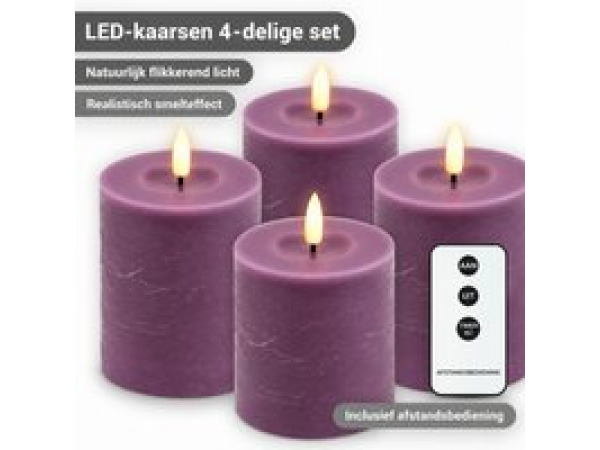 LED kaarsen - Echte Wax - 10 cm - Paars – 4 stuks - Afstands – foto 2 – kavel bij XL Auctions