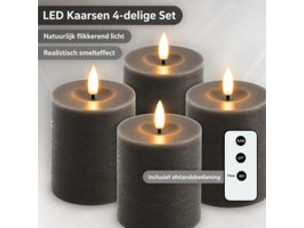 LED kaarsen - Echte Wax - 10 cm - Grijs - Afstandsbedining – foto 2 – kavel bij XL Auctions