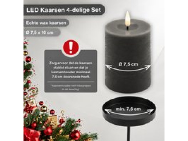 LED kaarsen - Echte Wax - 10 cm - Grijs - Afstandsbedining – foto 3 – kavel bij XL Auctions