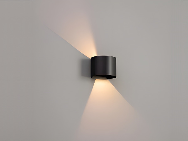 4x 12W LED zwart Wandlamp rond duo licht verstelbaar waterdicht