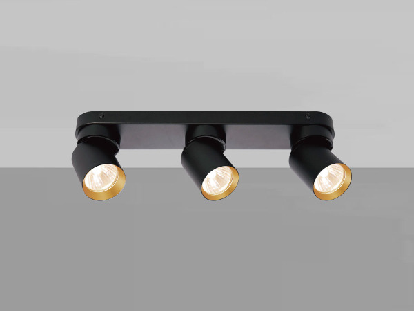2x GU10 Opbouwspot Armatuur triple cilinder zand zwart en goud – foto 4 – kavel bij XL Auctions