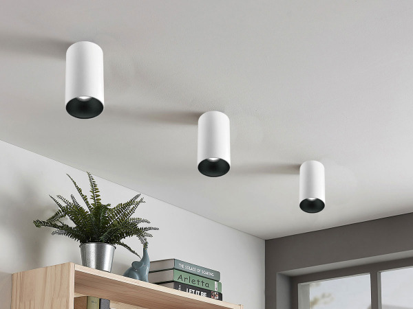 6x GU10 Opbouwspot Armatuur cilinder zand wit en zwart – foto 5 – kavel bij XL Auctions