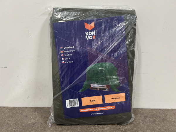 3x Konvox dekkleed 5x8m 100gr/m2 groen – kavel bij XL Auctions