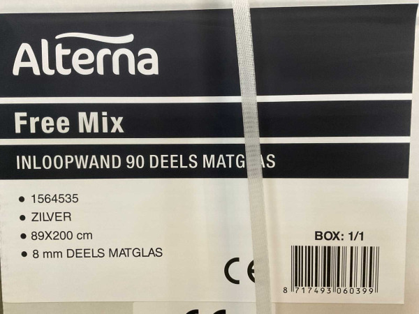 Alterna walk-in 90x200cm met decorstrook Free Mix chroom – foto 6 – kavel bij XL Auctions