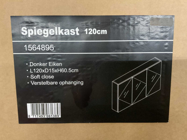 Beaux spiegelkast 120cm met 3 deuren Tarbes donker eiken – foto 5 – kavel bij XL Auctions