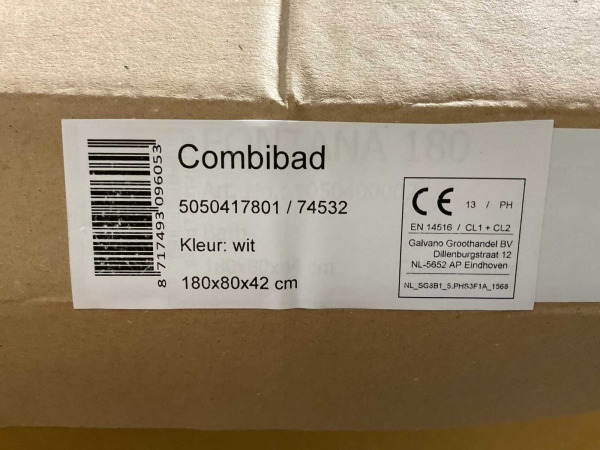 Royal plaza combi-bad 180x80cm Besar wit – foto 7 – kavel bij XL Auctions