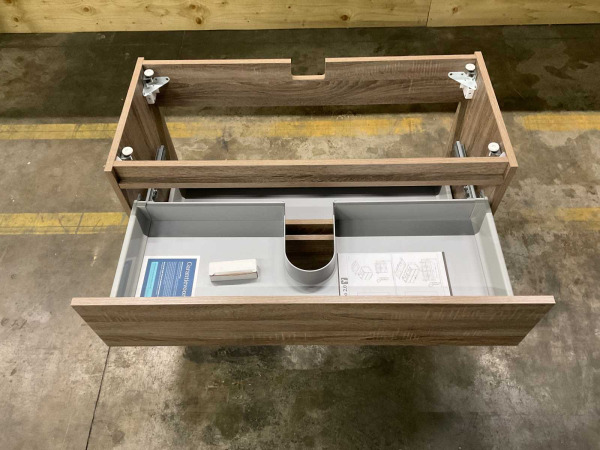 Lavigo wastafelonderkast 2 laden 100cm Gino 2.0 bruin eiken – foto 3 – kavel bij XL Auctions