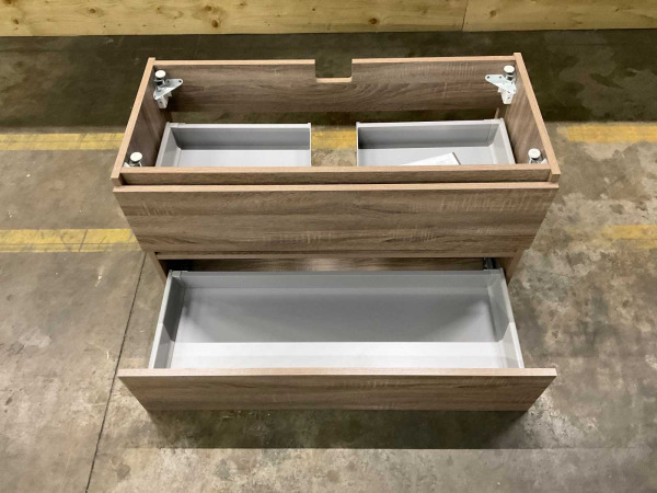 Lavigo wastafelonderkast 2 laden 100cm Gino 2.0 bruin eiken – foto 4 – kavel bij XL Auctions