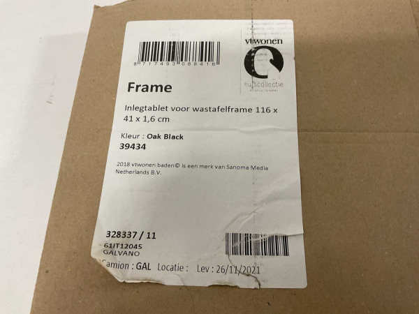 Vtwonen inlegtablet voor wastafelframe 116x41cm oak black – foto 2 – kavel bij XL Auctions