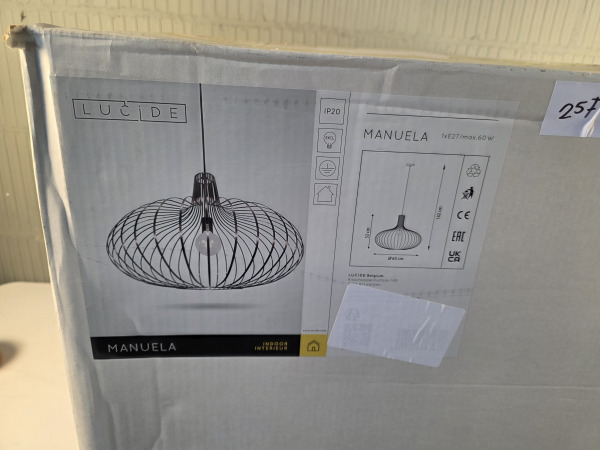 Lucide MANUELA - Hanglamp - Ø 65 cm - 1xE27 - Zwart – foto 2 – kavel bij XL Auctions