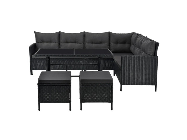 Loungeset Manacor - Polyrotan - Zwart – kavel bij XL Auctions