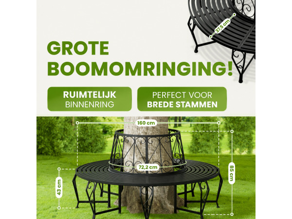 Metalen boombank Bree Ø 160 cm - zwart – foto 3 – kavel bij XL Auctions
