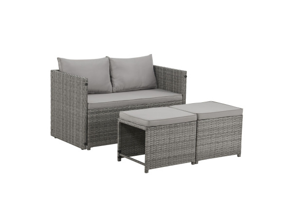 2 in 1 Polyrotan Loungeset Jamaika - Grijs – kavel bij XL Auctions