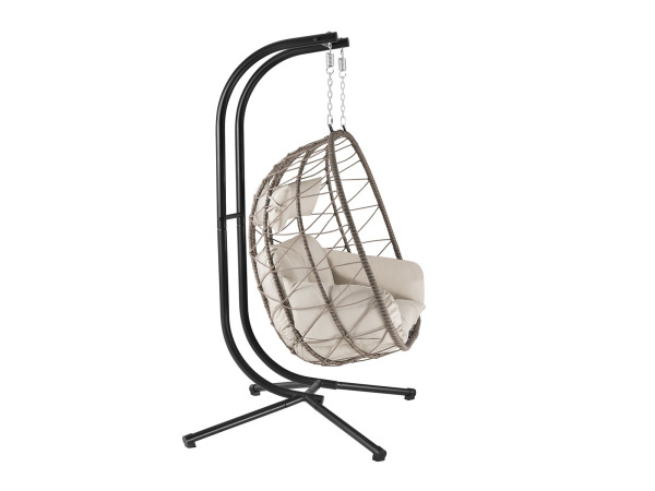 Juskys Polyrotan Dubbele Hangstoel Aria - Beige – foto 13 – kavel bij XL Auctions