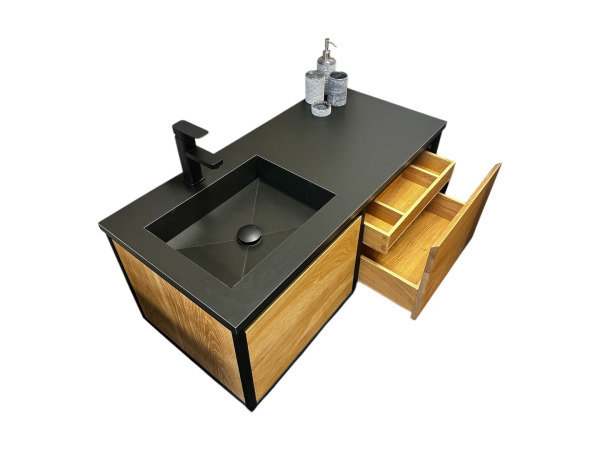 Casajoy eiken badkamermeubel met zwarte wastafel – foto 4 – kavel bij XL Auctions