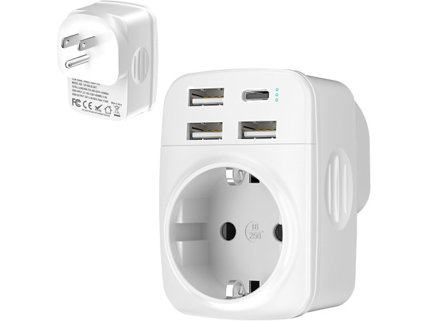Hoppac 5-in-1 Amerikaanse stekkeradapter - USB – kavel bij XL Auctions