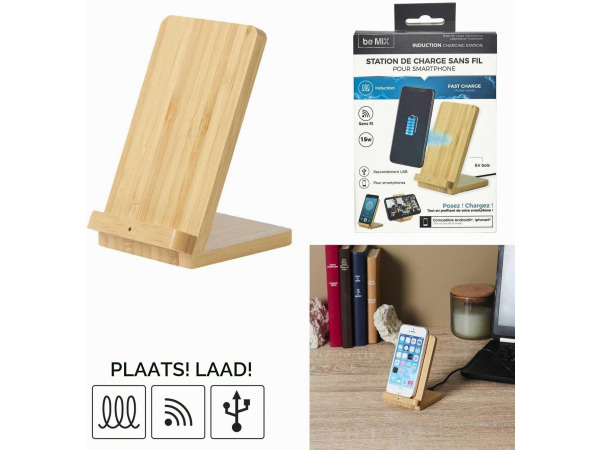 BE MIX - 15W houten inductielader met standaard – foto 2 – kavel bij XL Auctions