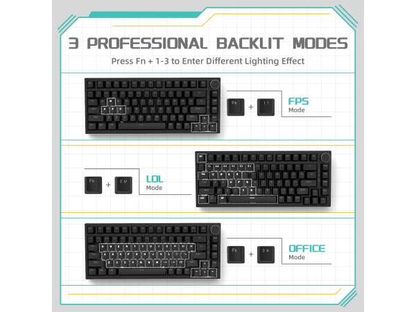 AK820 Mechanisch Toetsenbord - 75% kleiner - QWERTY – foto 8 – kavel bij XL Auctions
