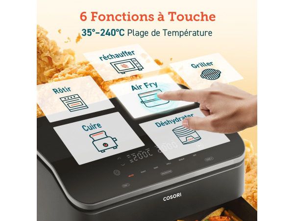 COSORI Airfryer 8-in-1 Dual Blaze TwinFry XXL 10L – foto 6 – kavel bij XL Auctions