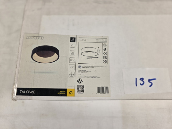 Lucide Talowe led Plafondlamp | 30W 1800Lm | Zwart | Ø30cm – foto 2 – kavel bij XL Auctions
