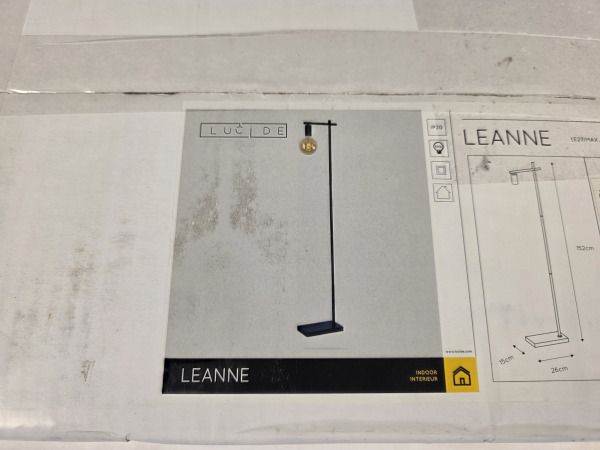 Lucide Vloerlamp Leanne - 1xE27 - Zwart – foto 2 – kavel bij XL Auctions