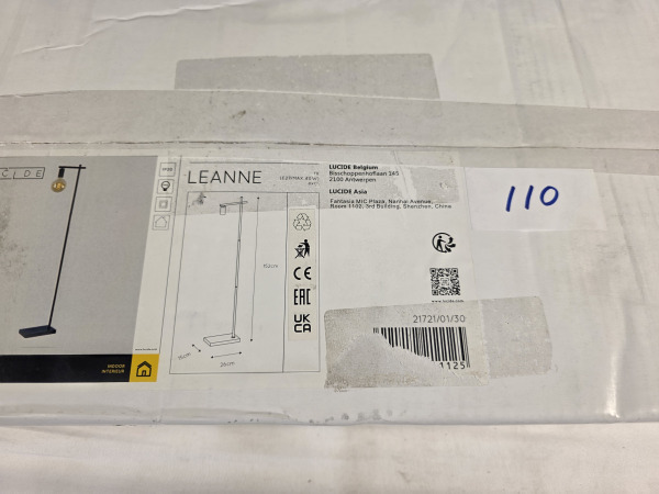 Lucide Vloerlamp Leanne - 1xE27 - Zwart – foto 3 – kavel bij XL Auctions