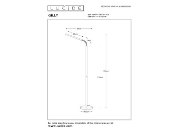 Lucide GILLY floor reading lamp LED 6 W 2700 K black – foto 2 – kavel bij XL Auctions