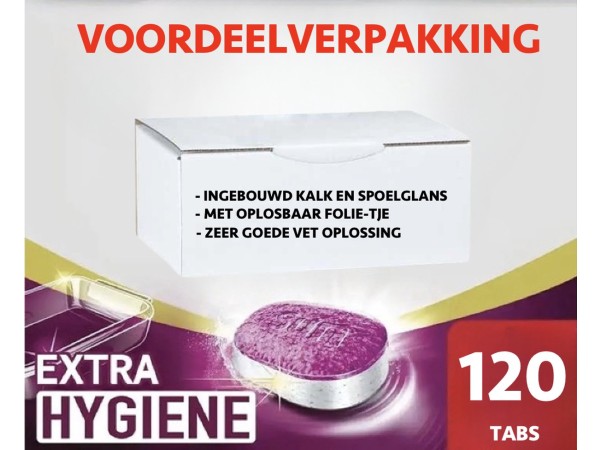 120 vaatwastabletten All-in-1 extra hygiene tabs