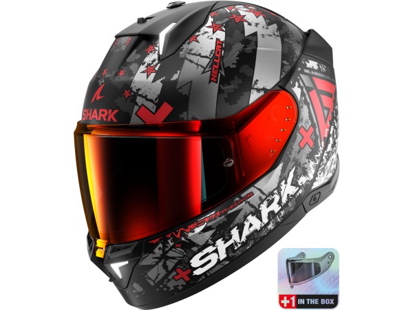 SHARK Skwal i3 Hellcat Mat Zwart-Chroom- Motorhelm - Maat Xs