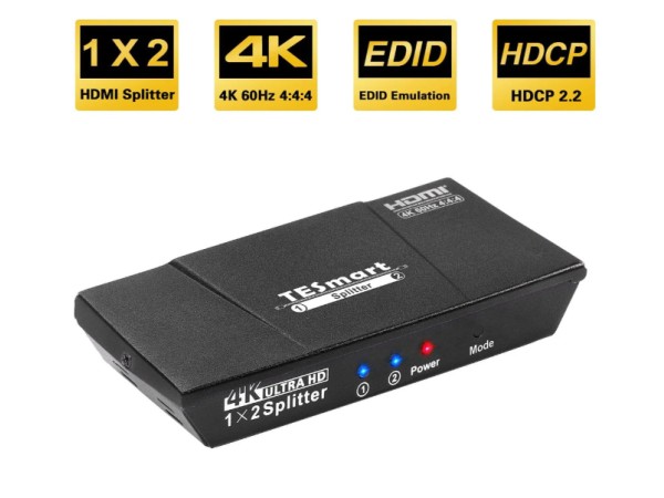 TeSmart 2 Poort HDMI Splitter 4K 60Hz