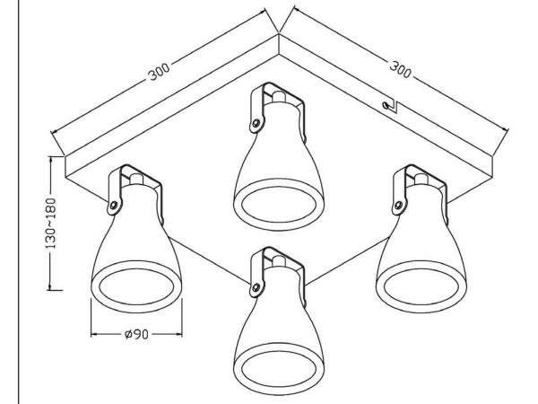 lucide-concriled-dimbare-plafondspot-4x5w-zwart