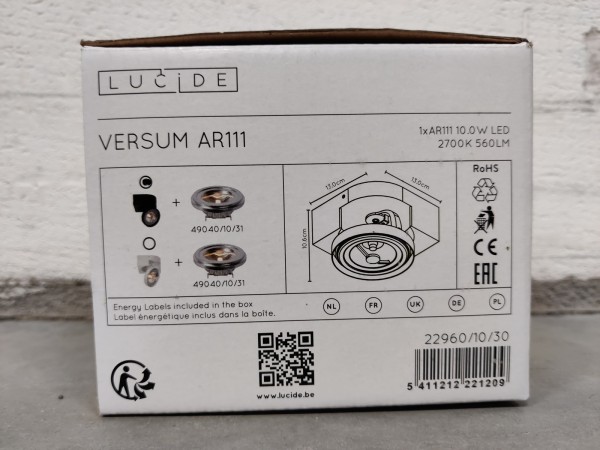 lucide-versum-ar111-plafondspot-zwart