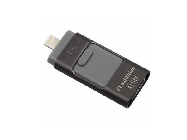 Flashdrive 3 in 1 zwart - USB - Lightning - Micro usb - 64GB