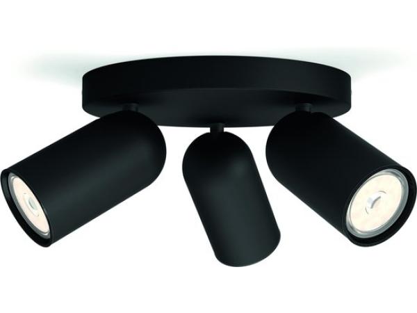 Philips Pongee opbouwspot - 3-lichts - zwart