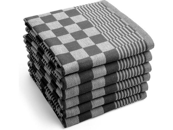 36x Theedoek - Zwart Geblokt - 70x50cm 