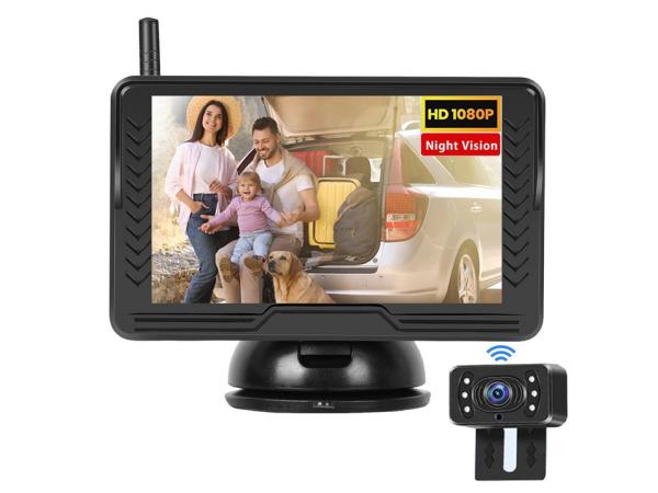 Draadloze digitale achteruitrijcameraset met 5 inch IPS-scherm