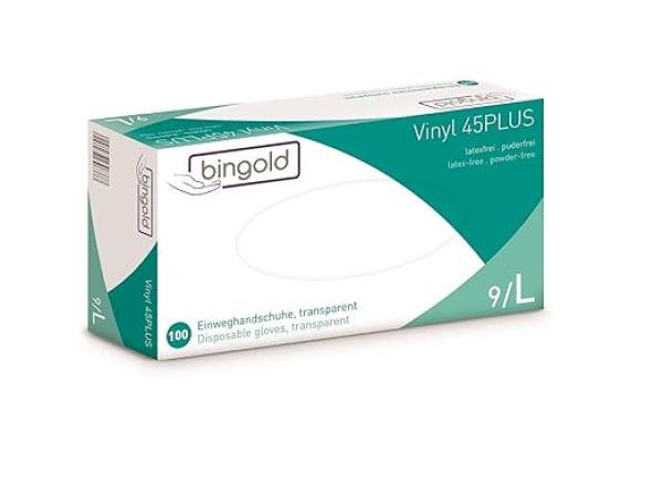 Bingold Wegwerphandschoenen Vinyl Maat L Transparant 1000x 